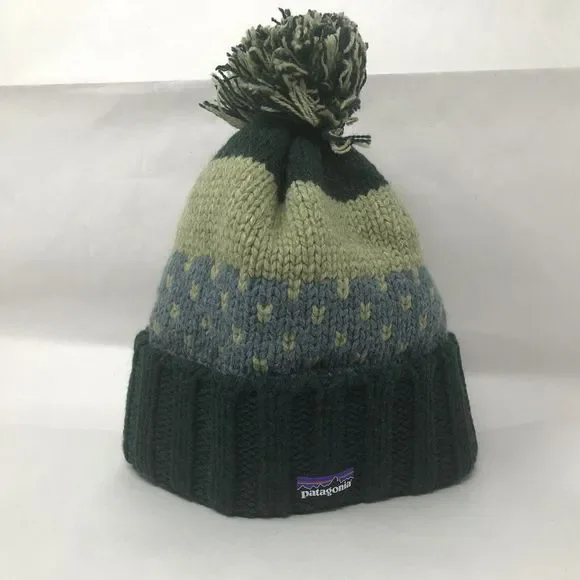 Patagonia Snowbelle Beanie Winter Hat Adult One Size Nordic Knit Northern Green - Picture 7 of 8